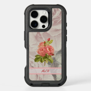 Peachy Pink Rose and Ephemera with Initials