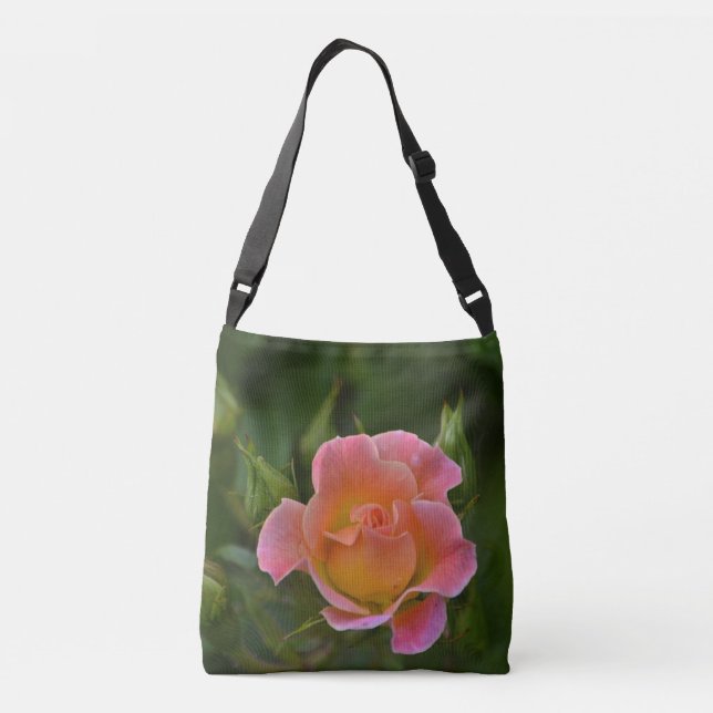 Peachy Pink Rose Crossbody Bag (Back)