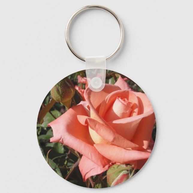 Peachy Pink Rose Key Ring (Front)