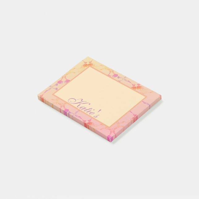 Peachy Pink Roses w/Name Post-It Notes (Angled)