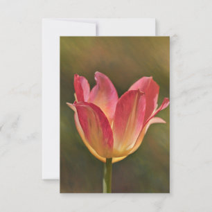 Peachy Pink Tulip Art Flat Note Card
