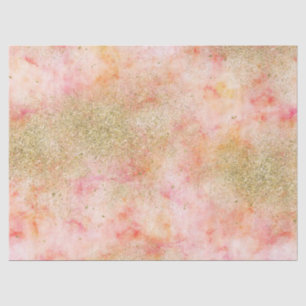 Peachy Pink Watercolor Gold Faux Glitter Tissue Paper