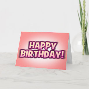 Peachy Pink'n'Purple Happy Birthday Greetings Card