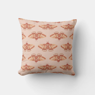 Peachy Retro Moth – Delicate Repeating Print Cushion