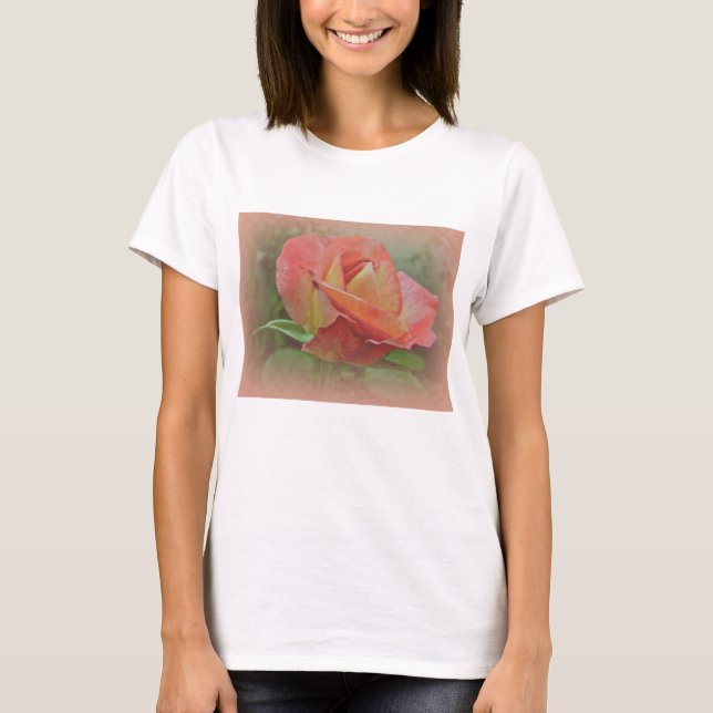 Peachy Rose Blossom T-Shirt (Front)