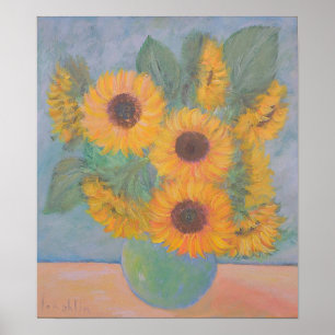 Peachy Sunflower Poster