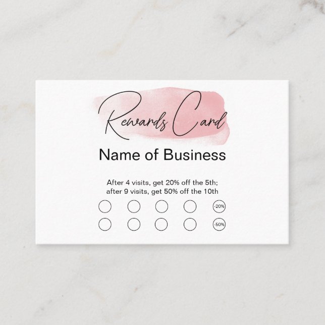 Peachy Watercolor Customer Rewards Business Card (Front)