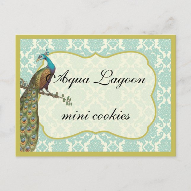 Peackcock Dessert or Candy Buffet Table Sign Postcard (Front)