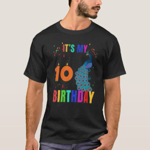 Peacock 10th Birthday  Cute Birds Animal  Graphic T-Shirt