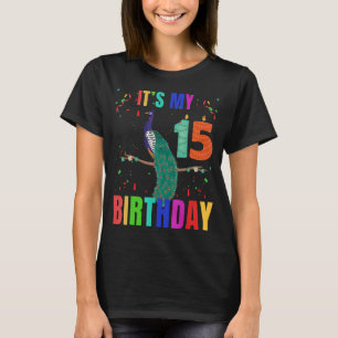 Peacock 15th Birthday   Cute Birds Animal   Graphi T-Shirt