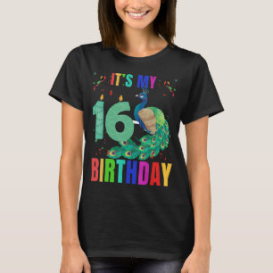 Peacock 16th Birthday Cute Birds Animal Graphi T-Shirt