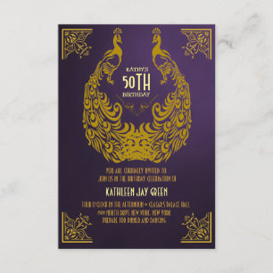 Peacock 1920s Art Deco 50th Birthday Invitation