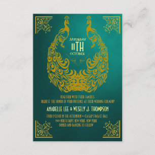 Peacock 1920s Art Deco Wedding Invitation