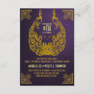 Peacock 1920s Art Deco Wedding Invitation