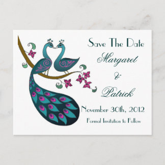 Peacock -1 Save the Date Postcard