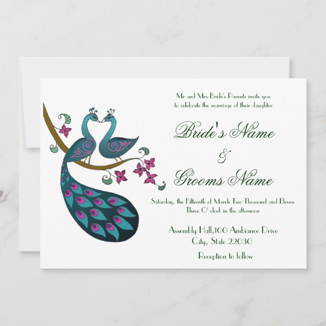 Peacock -1 Wedding invites (Front)