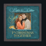 Peacock 1st Christmas Together Teal and Gold Photo Jewellery Box<br><div class="desc">This beautiful little Wooden Photo Gift Box is adorned with our beautiful Peacock Wedding Collection Design. We created this Gift Box specifically to coordinate with our First Christmas Together Newlywed Ornaments and the entire Peacock Wedding Collection. When combined with the matching ornament, you have a treasure to remind you each...</div>