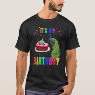 Peacock 4th Birthday Cute Birds Animal Graphic T-Shirt