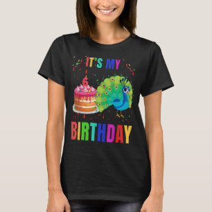 Peacock 6th Birthday Cute Birds Animal Graphic T-Shirt