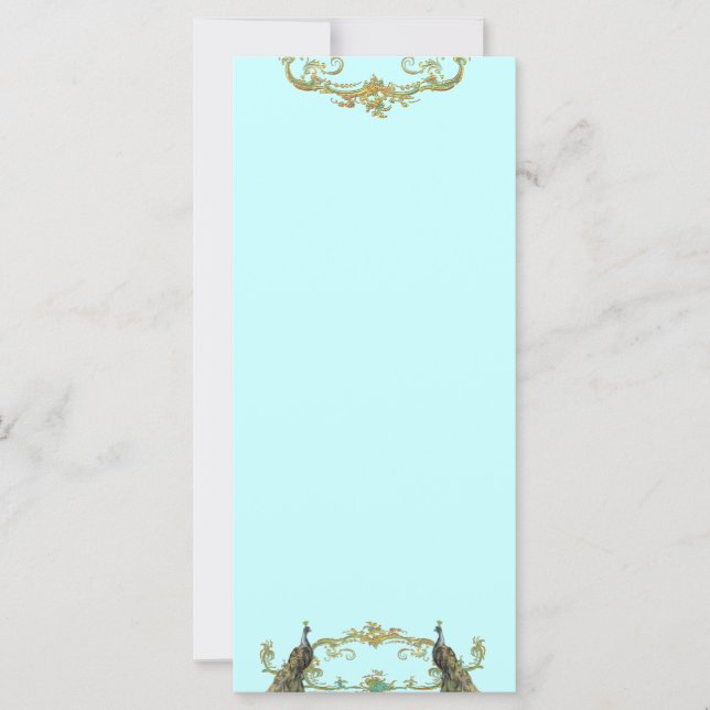 Peacock 7 Gold Filigree Rack Card (Front)