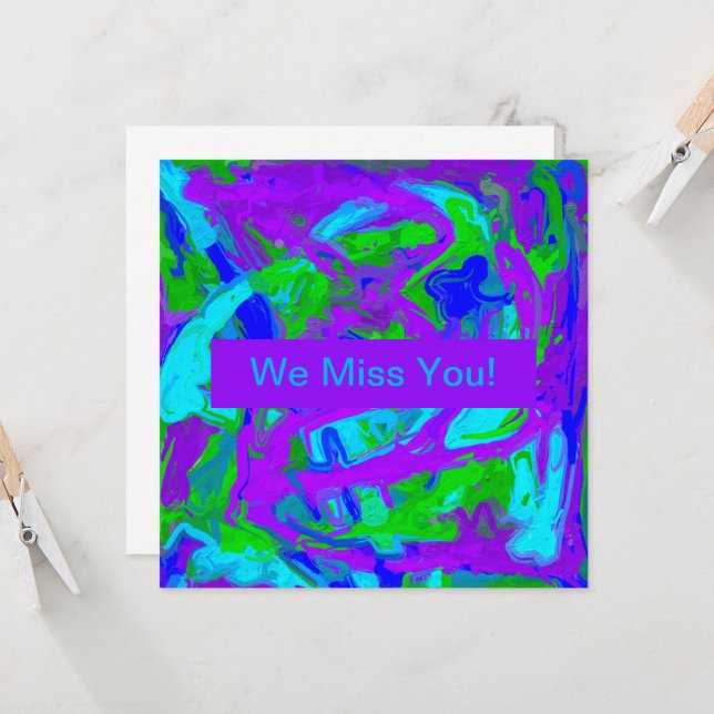 Peacock Abstract Watercolors Card (Front/Back In Situ)