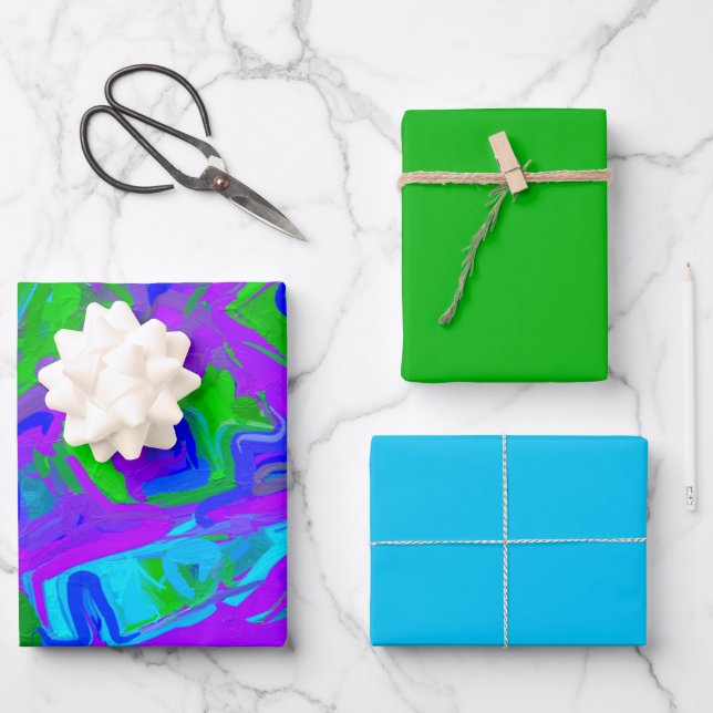 Peacock Abstract Watercolors  Wrapping Paper Sheet (Front)