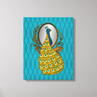 Peacock Admiring His Reflection Canvas Print