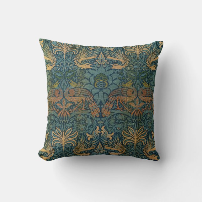 Peacock and Dragon, 1878 by William Morris Cushion (Front)