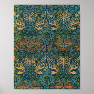 Peacock and Dragon, 1878 by William Morris Poster