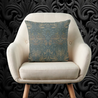 Peacock and Dragon by William Morris Cushion