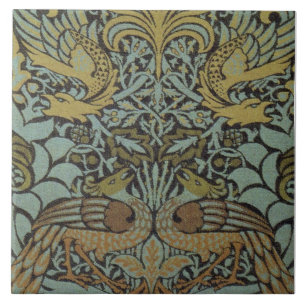 Peacock and Dragon (by William Morris) Tile