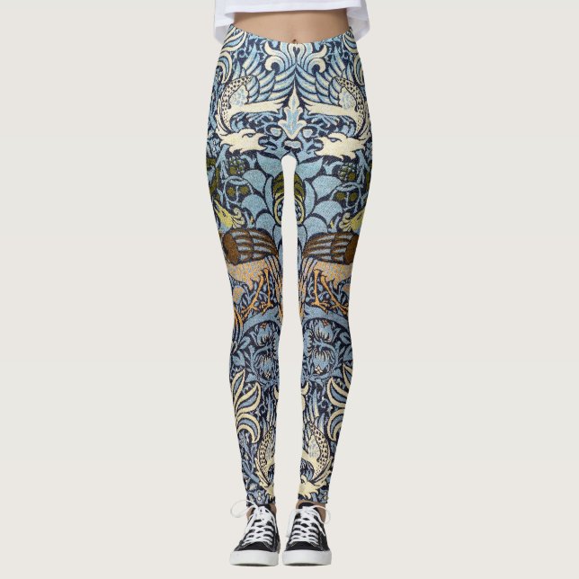 Peacock and Dragon, William Morris Leggings (Front)