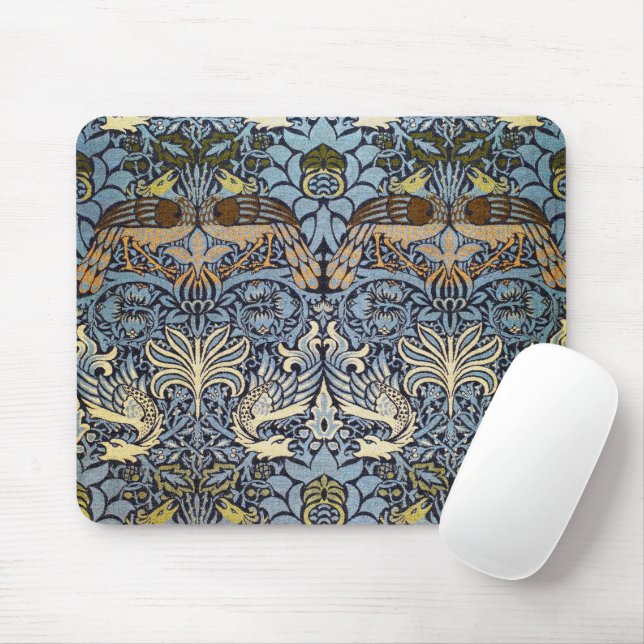 Peacock and Dragon, William Morris Mouse Mat (With Mouse)