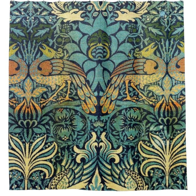 Peacock And Dragon William Morris Shower Curtain (Front)
