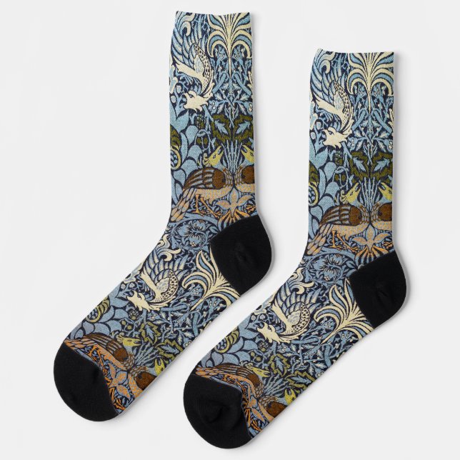 Peacock and Dragon, William Morris Socks (Left)