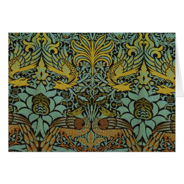 Peacock and Dragon William Morris Tapestry Design (Front Horizontal)