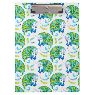 Peacock and Feathers Pattern Clipboard
