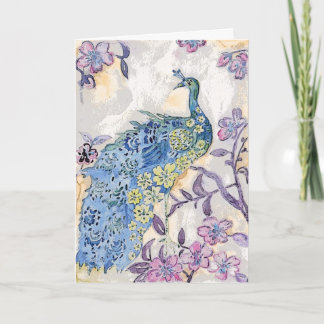 Peacock and Flowers Birthday Card