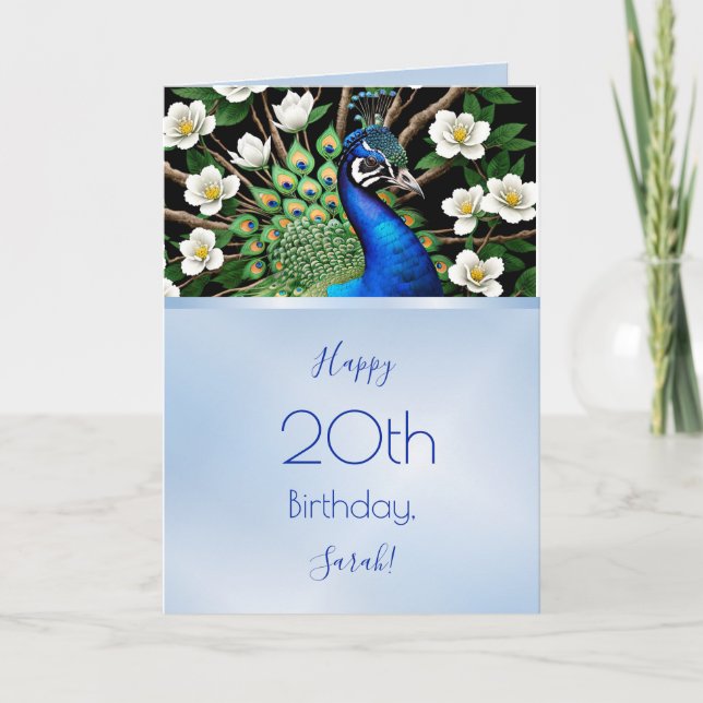 Peacock and Flowers Card (Front)
