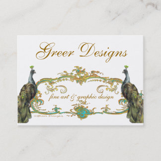 Peacock and Gold Business/Profile/Save the Date Business Card