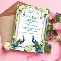 Peacock and jasmine Indian wedding mehndi template