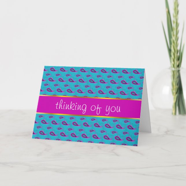 Peacock and Magenta Paisley Pattern Card (Front)