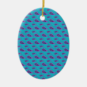 Peacock and Magenta Paisley Pattern Ceramic Tree Decoration