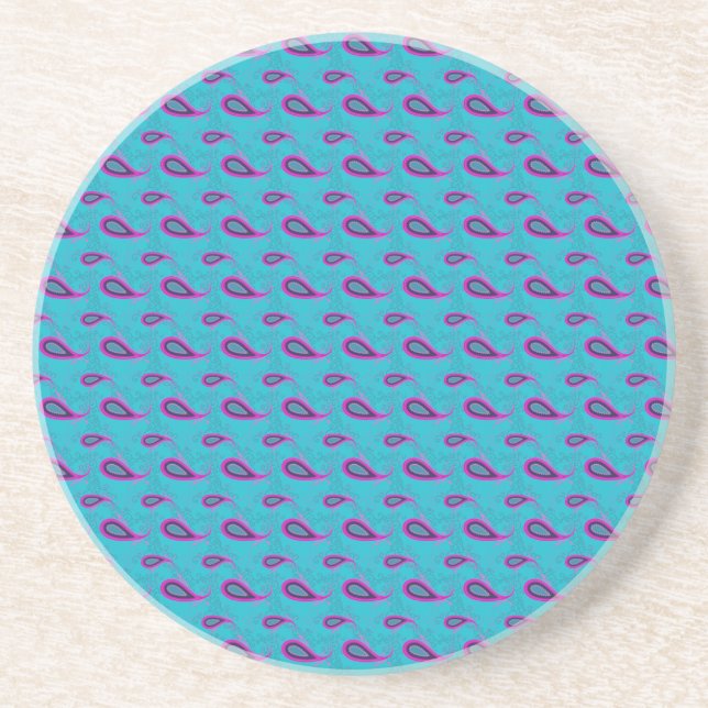 Peacock and Magenta Paisley Pattern Coaster (Front)
