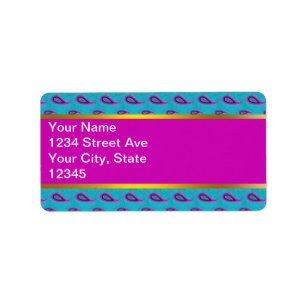 Peacock and Magenta Paisley Pattern Label