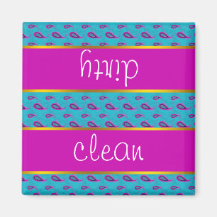 Peacock and Magenta Paisley Pattern Magnet