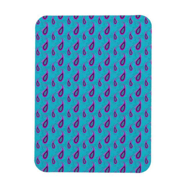 Peacock and Magenta Paisley Pattern Magnet (Vertical)