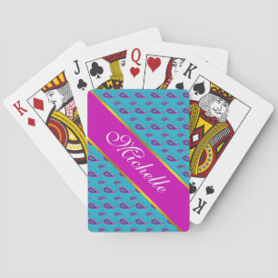Peacock and Magenta Paisley Pattern Playing Cards