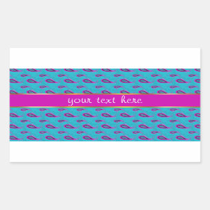 Peacock and Magenta Paisley Pattern Rectangular Sticker