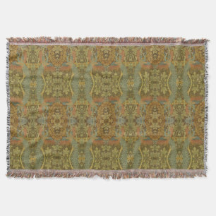 Peacock and oakleaf floral Victorian jacquard  Thr Throw Blanket
